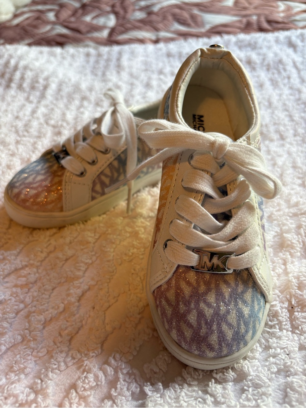 MICHAEL Michael Kors Kids Glitter Ombre Sneakers - White, Purple, Pink, Gold